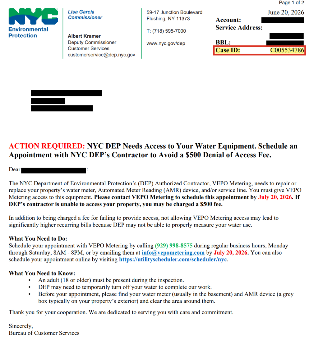 VEPO Solutions NYC customer letter