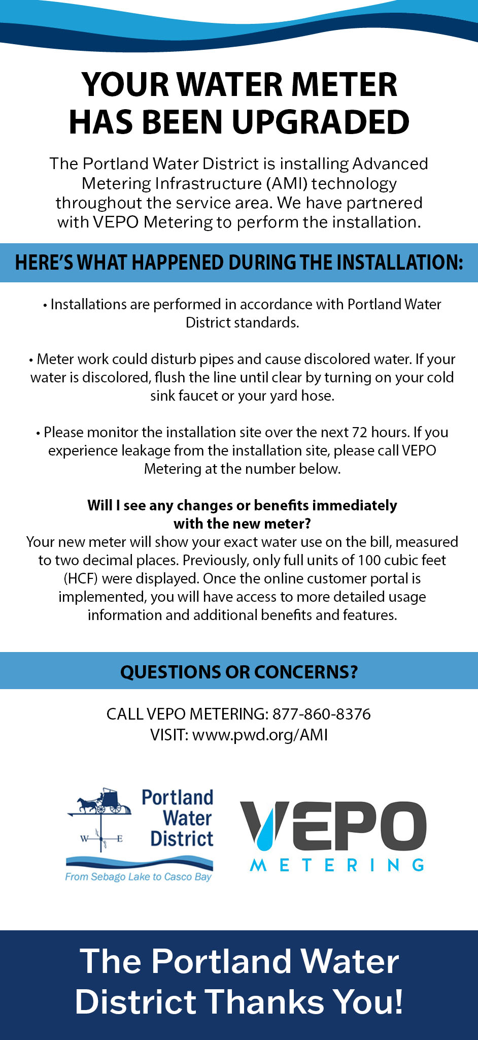 Portland Water District drip card